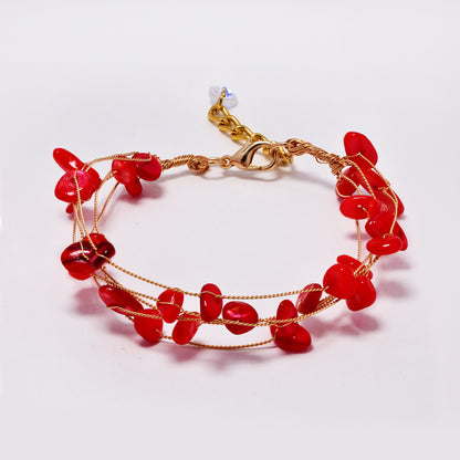 Intertwined multi strand floating stone fashion bracelet - 18+3cm - YB5288