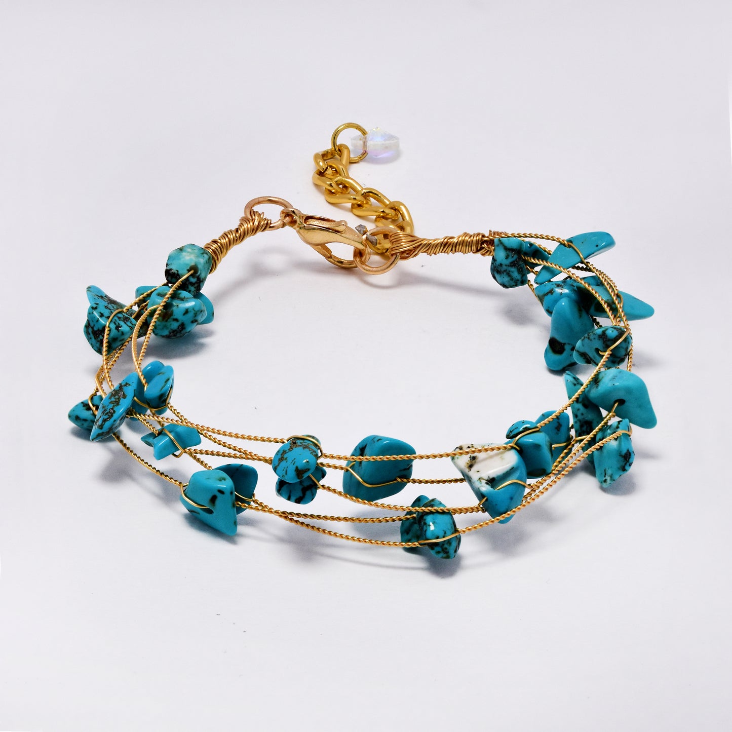 Intertwined multi strand floating stone fashion bracelet - 18+3cm - YB5288