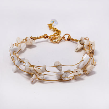 Intertwined multi strand floating stone fashion bracelet - 18+3cm - YB5288