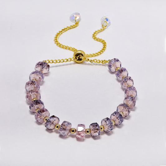 Slide adjustable glass crystal bead bracelet - YB5293