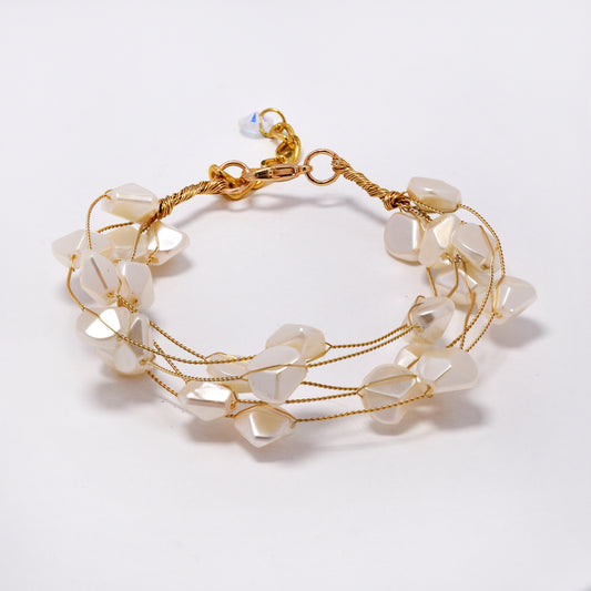 Intertwined multi strand irregular shaped faux pearl bracelet - YB5302