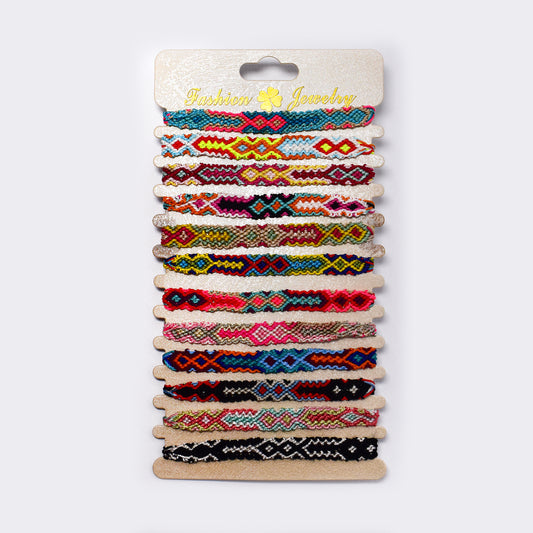 Mixed colour 12 pack pull through bracelet - YB5711