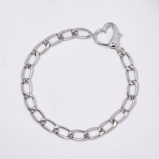 YB5875 - Curb link18mm x 6mm bracelet with heart clasp