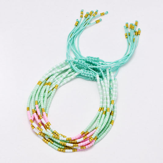 YB6674 - Fashion  adjustable glass beaded bracelet - 10 pc / pack