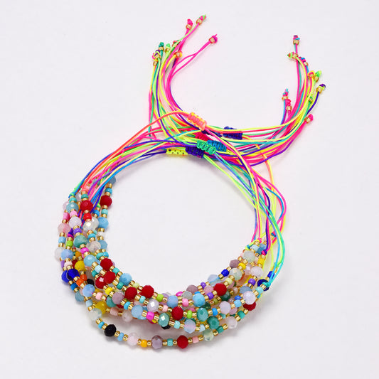 YB6675 - Fashion adjustable faceted glass beaded bracelet - 10 pc / pack
