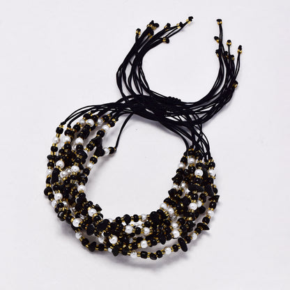 YB6676 - Fashion  adjustable bead & natural stone chip  bracelet - 10 pc / pack