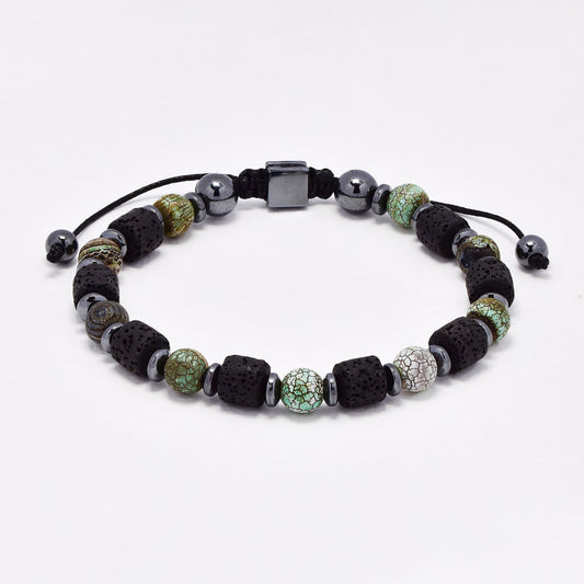 YB6679 - Volcanic rock & serpentine adjustable bracelet