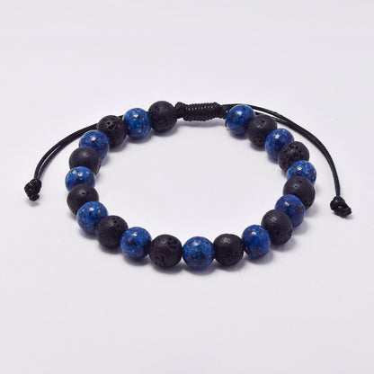 YB6682 - Volcanic rock & natural stone adjustable bracelet