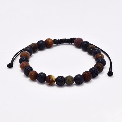 YB6682 - Volcanic rock & natural stone adjustable bracelet