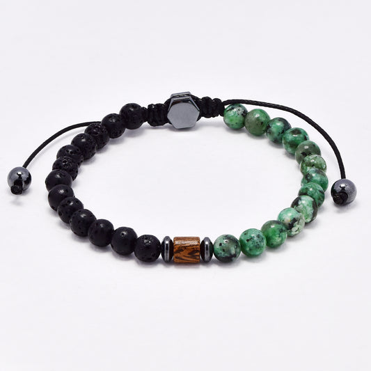 YB6687 - Volcanic rock & natural stone adjustible bracelet