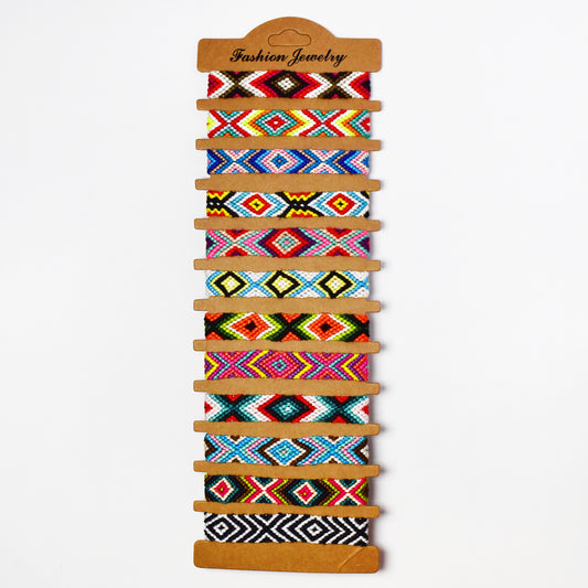 YB7086 - 12-Pack cotton weave  pull-through bracelet