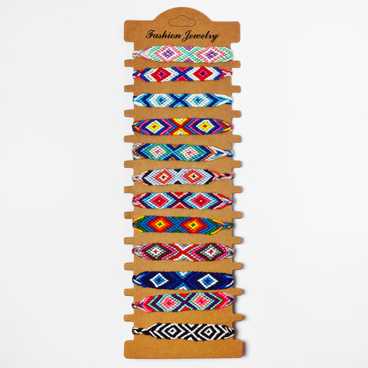 YB7087 - 12-Pack cotton weave  pull-through bracelet