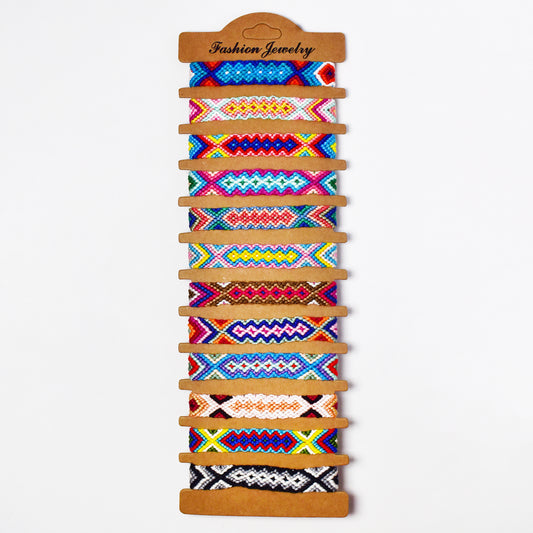YB7088 - 12-Pack cotton weave  pull-through bracelet