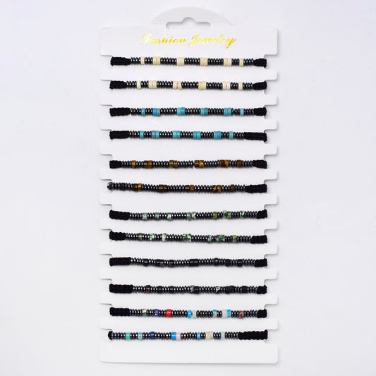 YB7523 - 12 Pack adjustable beaded bracelets