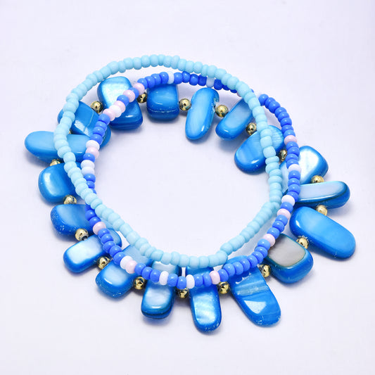 YB7529 -  3 Piece mixed bead & stone bracelet set