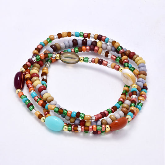 YB7530 -  3 Piece mixed bead & stone bracelet set