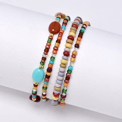 YB7530 -  3 Piece mixed bead & stone bracelet set