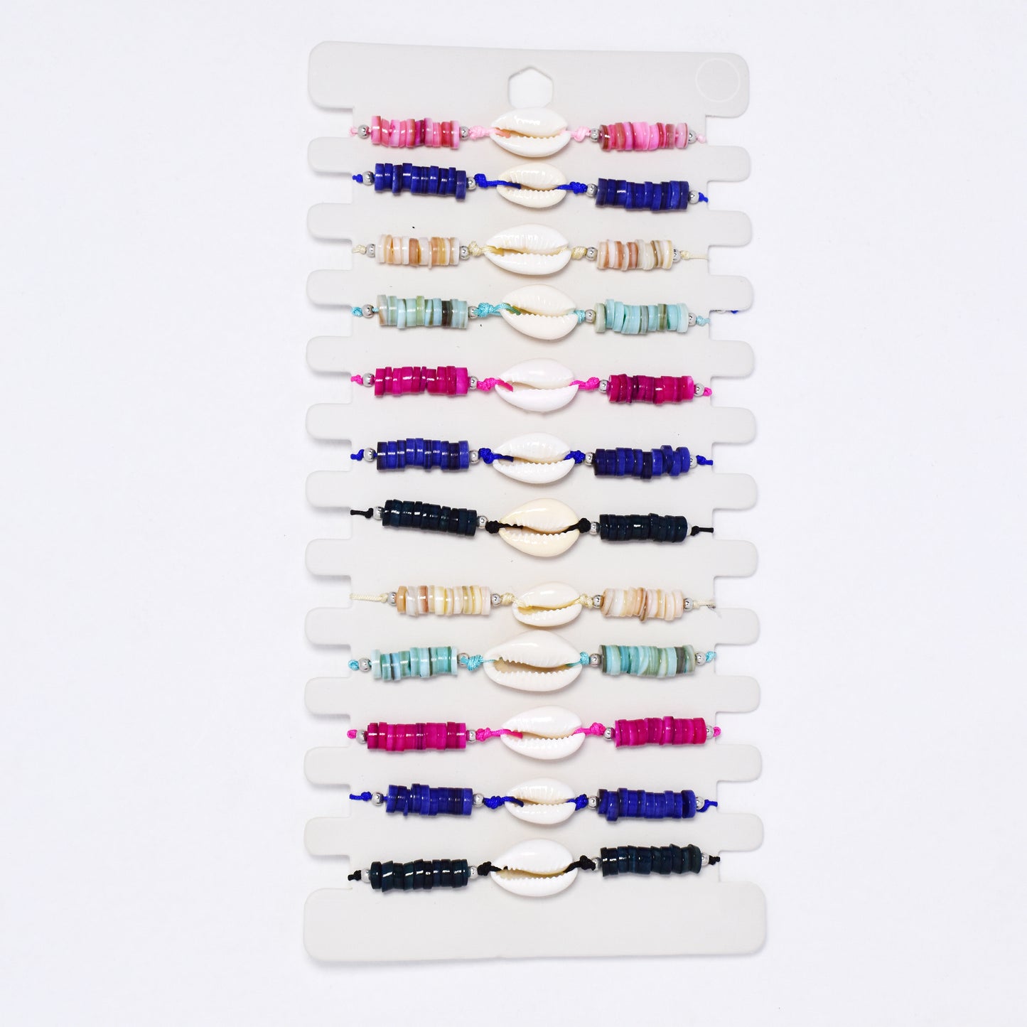 YB7537 - 12 Pack adjustable shell & bead bracelet