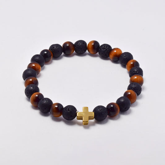 YB7746 - Volcanic rock & natural stone stretch bracelet
