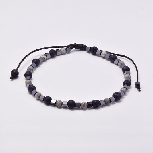YB7749 - Volcanic rock & natural stone adjustable bracelet