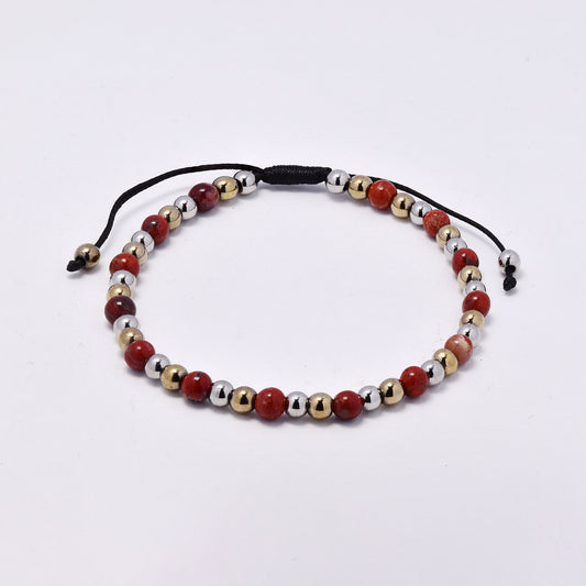 YB7750 - Natural stone & bead adjustable bracelet