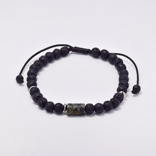 YB7754 - Volcanic rock & natural stone adjustable bracelet