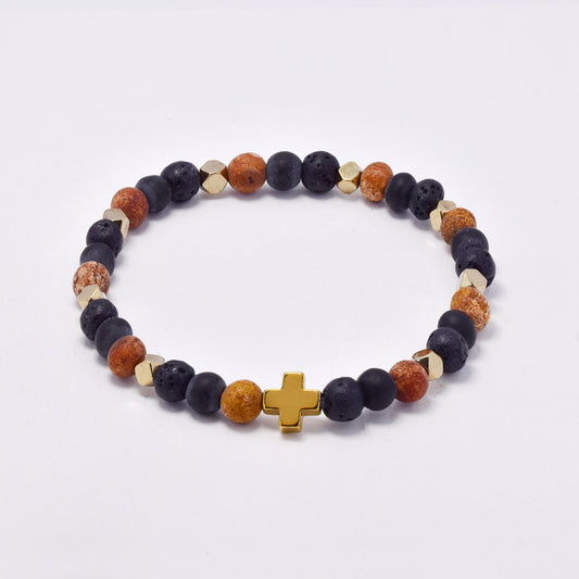 YB7757 - Volcanic rock & natural stone stretch bracelet