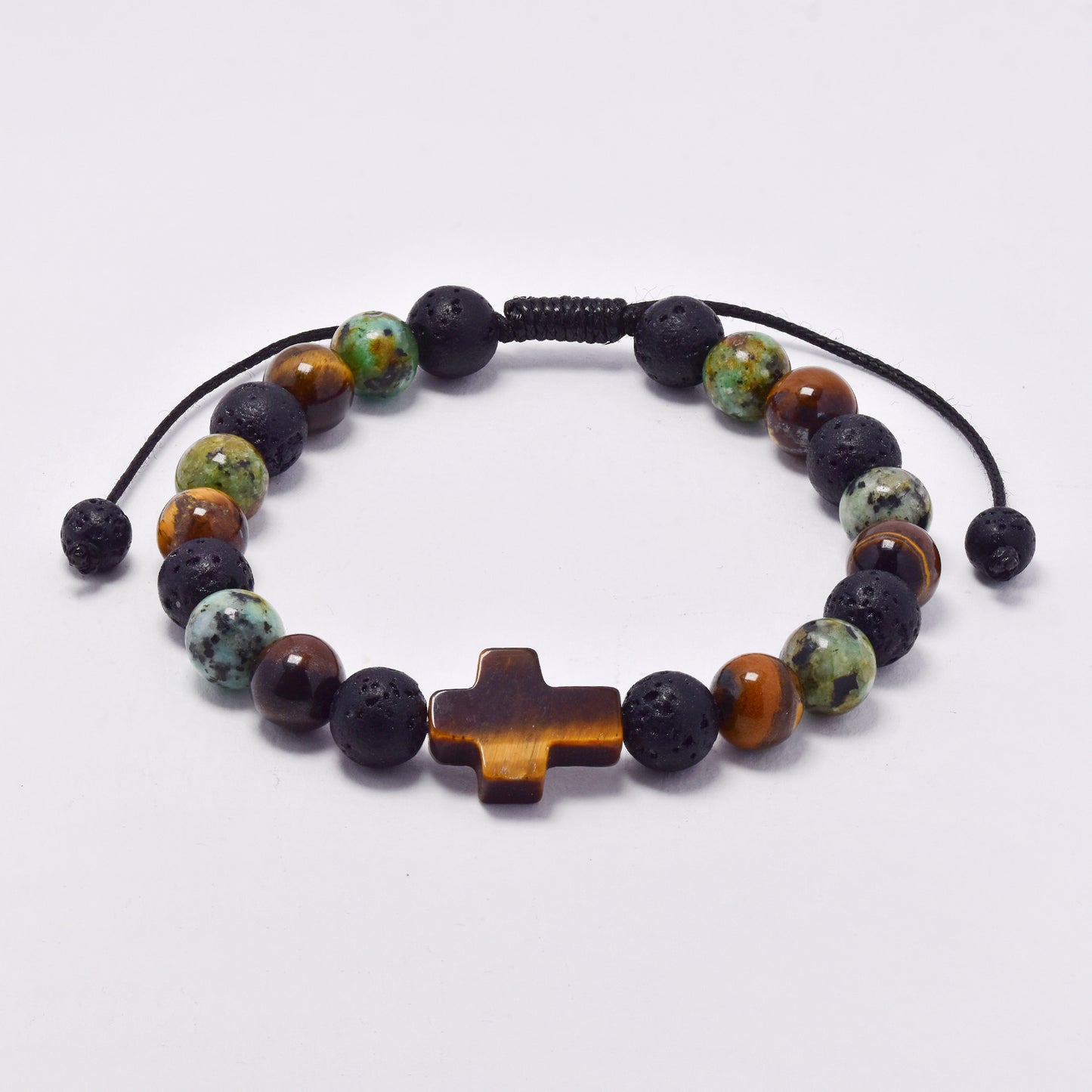 YB7758 - Volcanic rock & natural stone adjustable bracelet