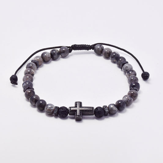 YB7759 - Volcanic rock & natural stone adjustable bracelet