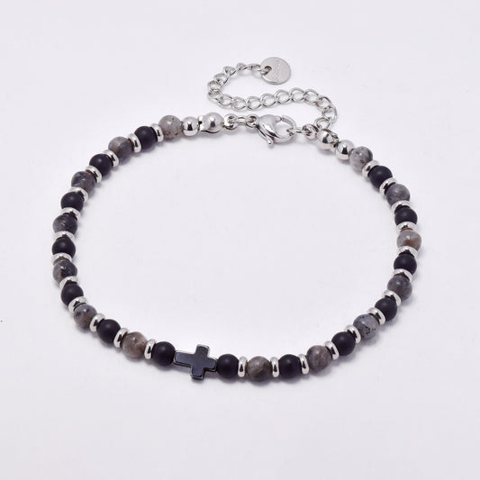 YB7761 - Volcanic rock & natural stone 19cm + 5cm bracelet