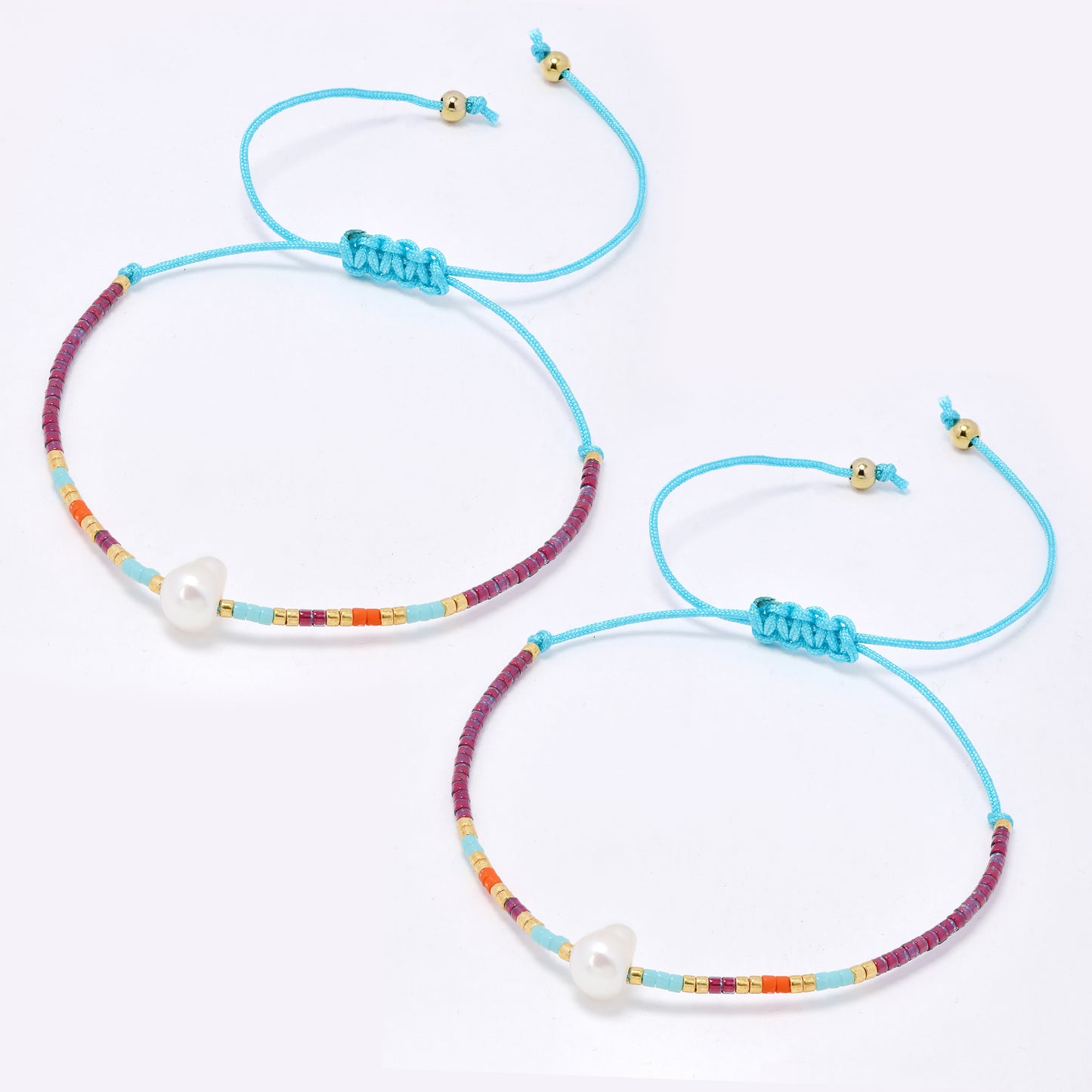 YB7783 - 2-Pack Freshwater pearl miyuki bead pull-through bracelet