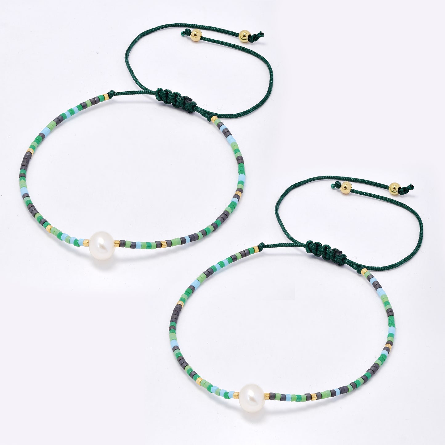 YB7783 - 2-Pack Freshwater pearl miyuki bead pull-through bracelet