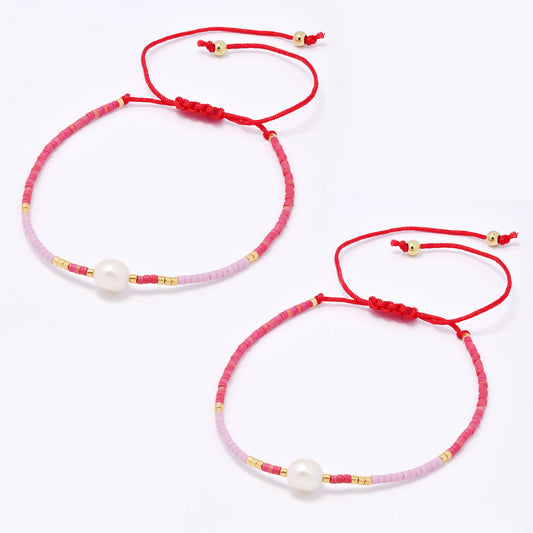 YB7783 - 2-Pack Freshwater pearl miyuki bead pull-through bracelet