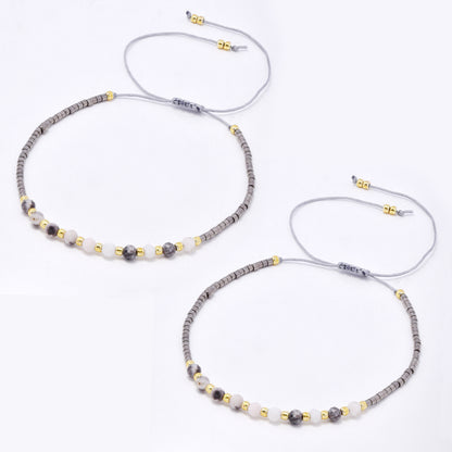 YB7784 - 2-Pack Natural stone miyuki bead pull-through bracelet
