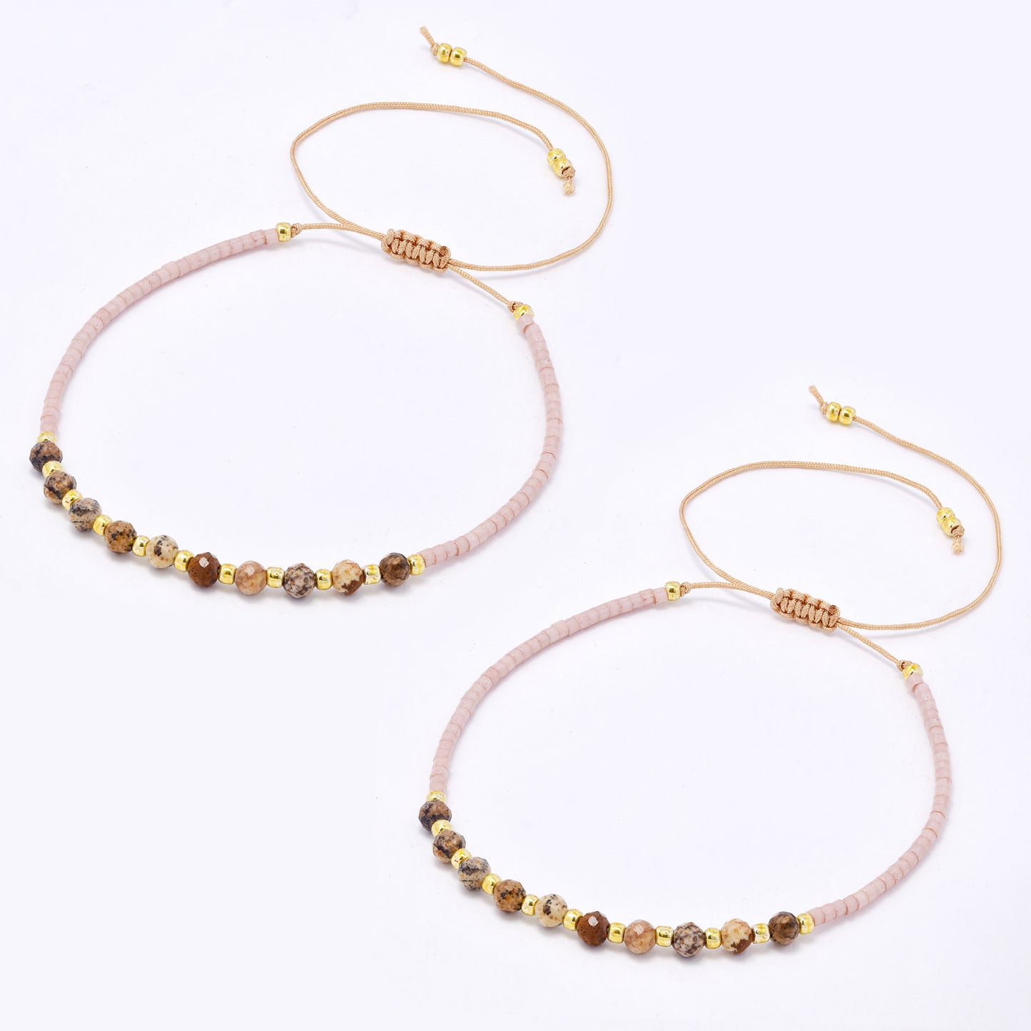 YB7784 - 2-Pack Natural stone miyuki bead pull-through bracelet