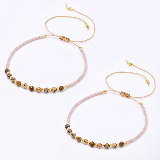 YB7784 - 2-Pack Natural stone miyuki bead pull-through bracelet