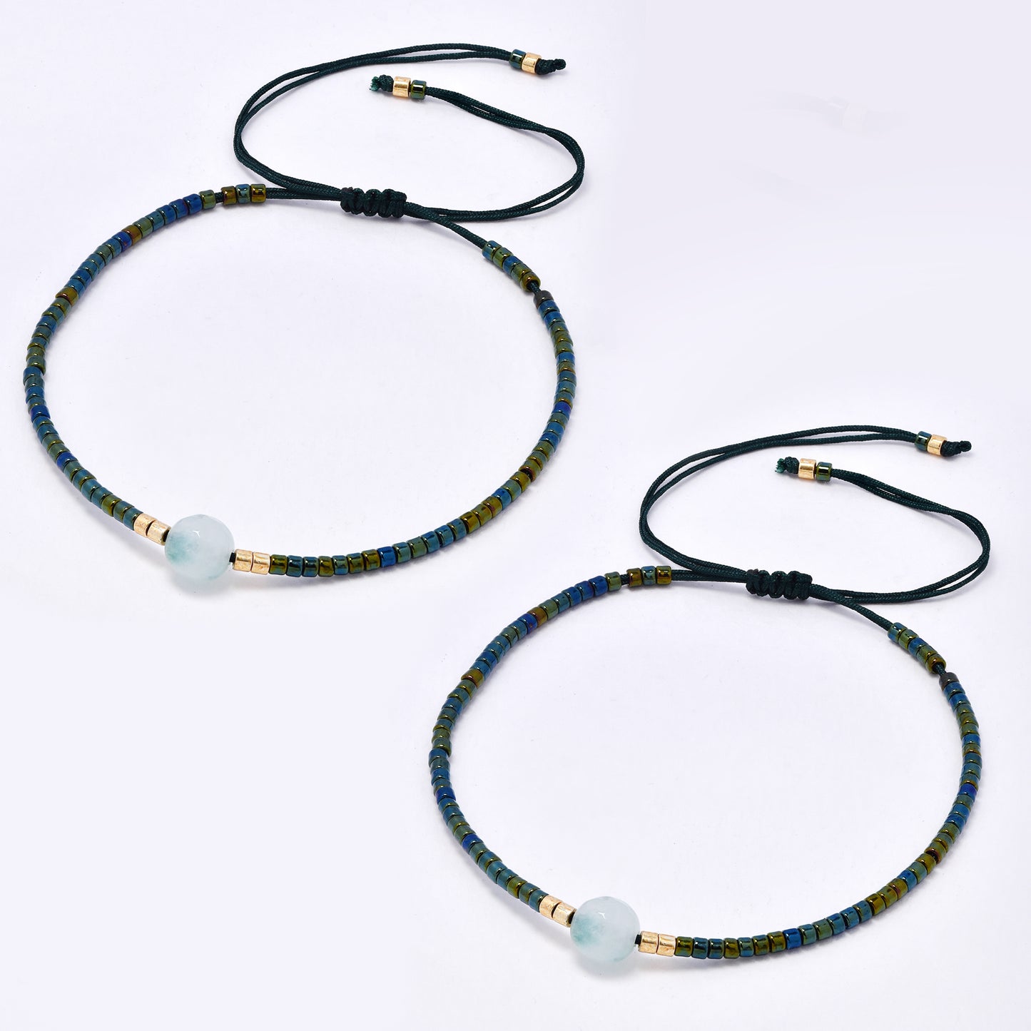 YB7785 - 2-Pack Natural stone miyuki bead pull-through bracelet