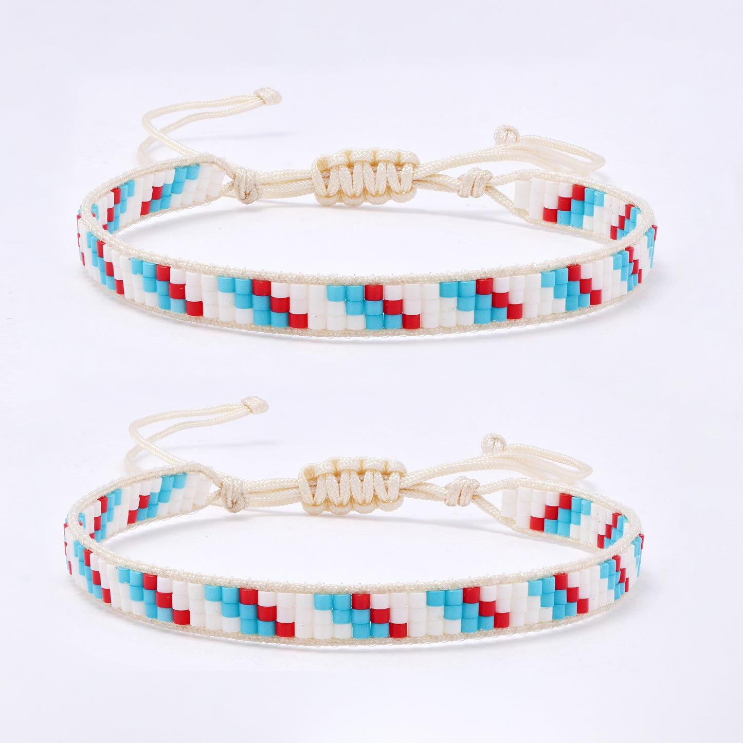 YB7788 - 2-Pack Three row miyuki bead pull-through bracelet