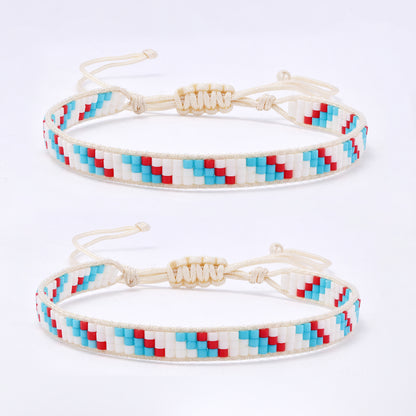 YB7788 - 2-Pack Three row miyuki bead pull-through bracelet