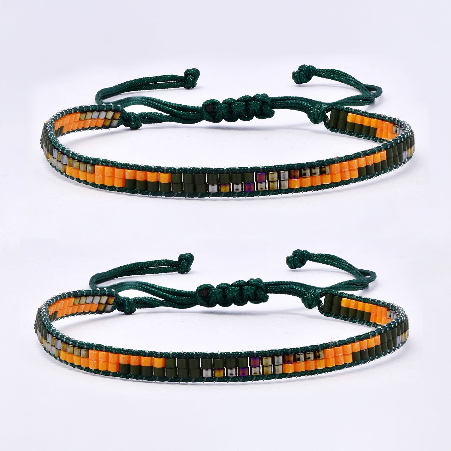 YB7787 - 2-Pack Double row miyuki pull-through bracelet