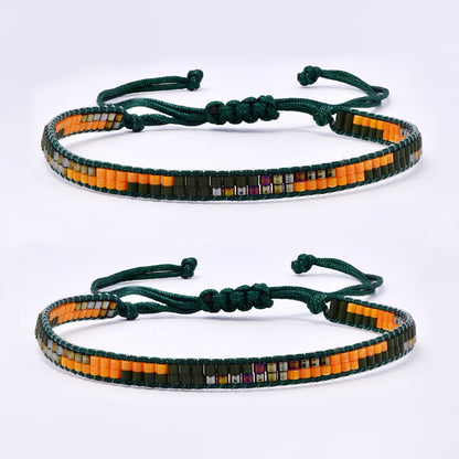 YB7787 - 2-Pack Double row miyuki pull-through bracelet