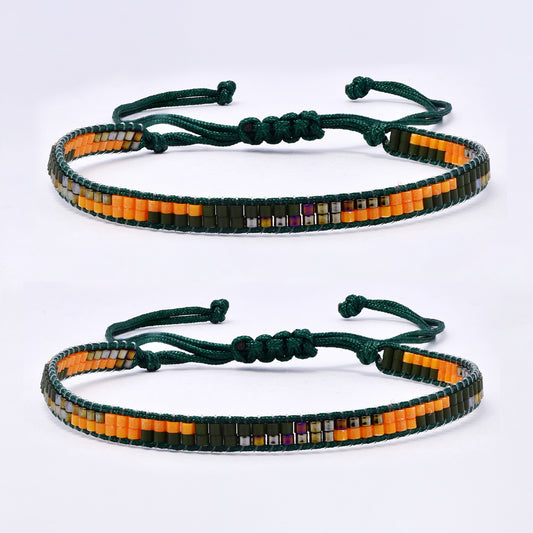 YB7787 - 2-Pack Double row miyuki pull-through bracelet