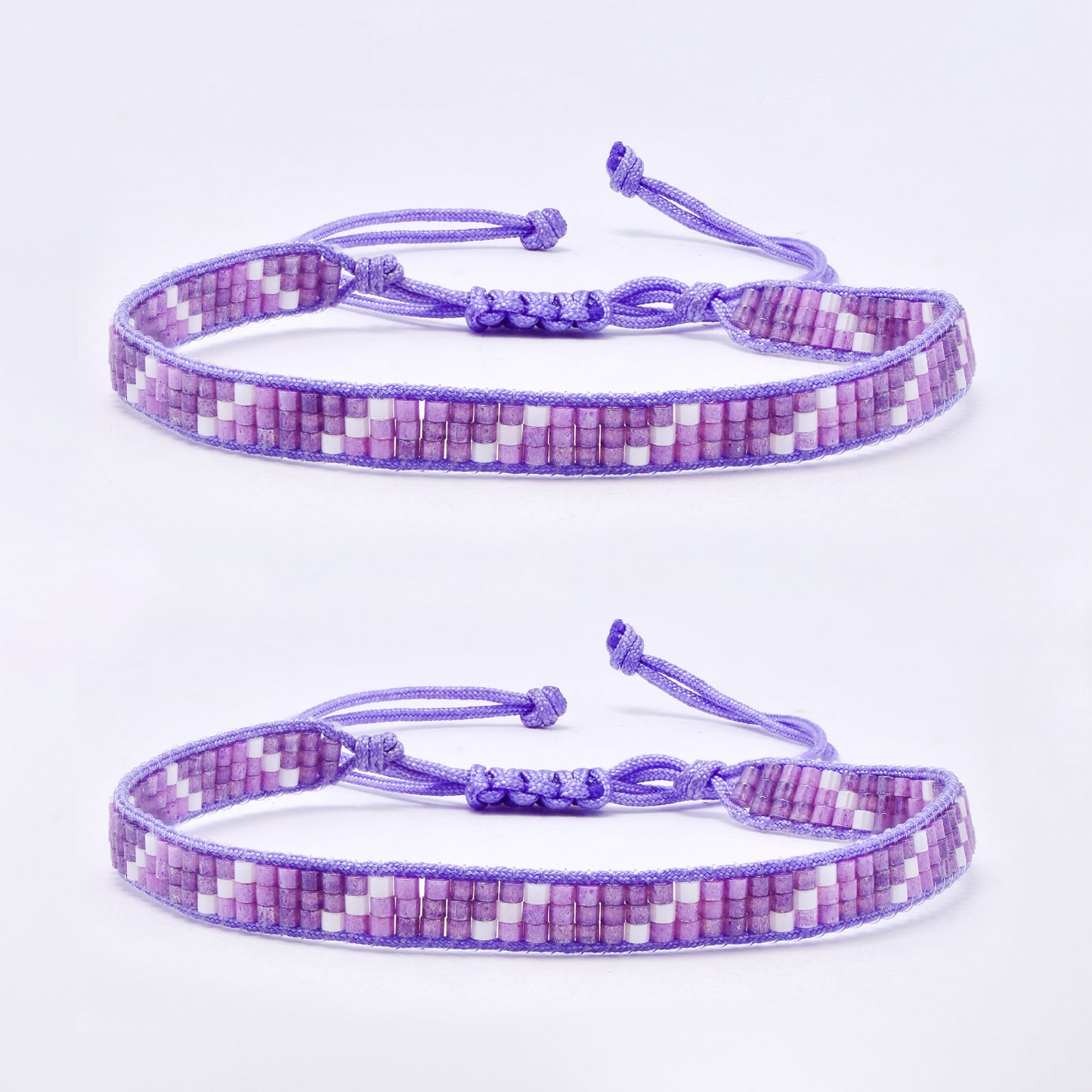 YB7788 - 2-Pack Three row miyuki bead pull-through bracelet