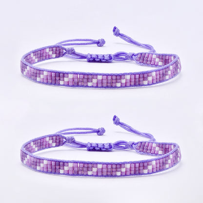 YB7788 - 2-Pack Three row miyuki bead pull-through bracelet