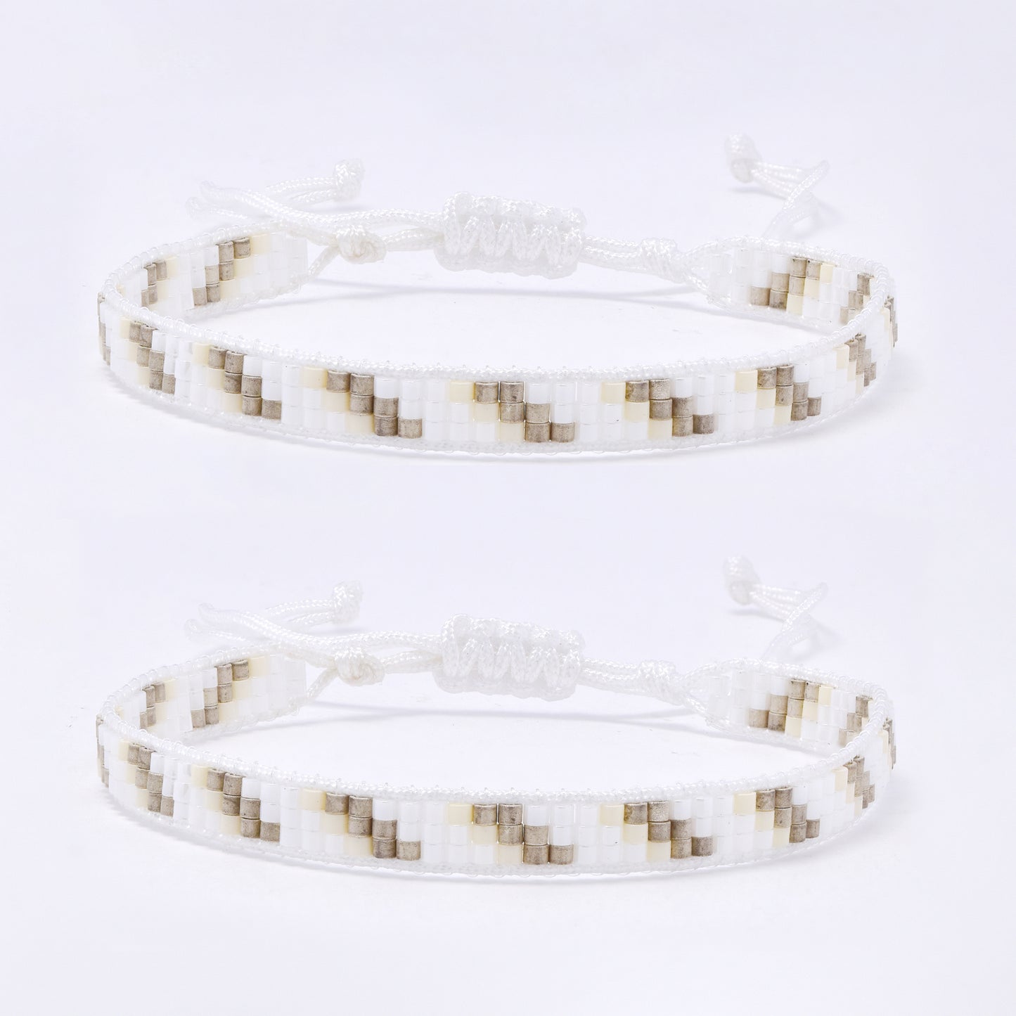 YB7788 - 2-Pack Three row miyuki bead pull-through bracelet