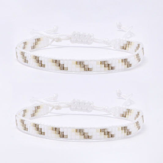 YB7788 - 2-Pack Three row miyuki bead pull-through bracelet