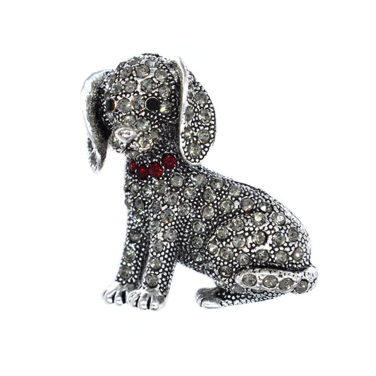 Fashion sitting puppy dog crystal brooch