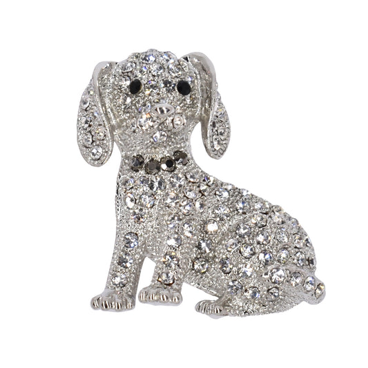 Fashion sitting puppy dog crystal brooch - YBR1459