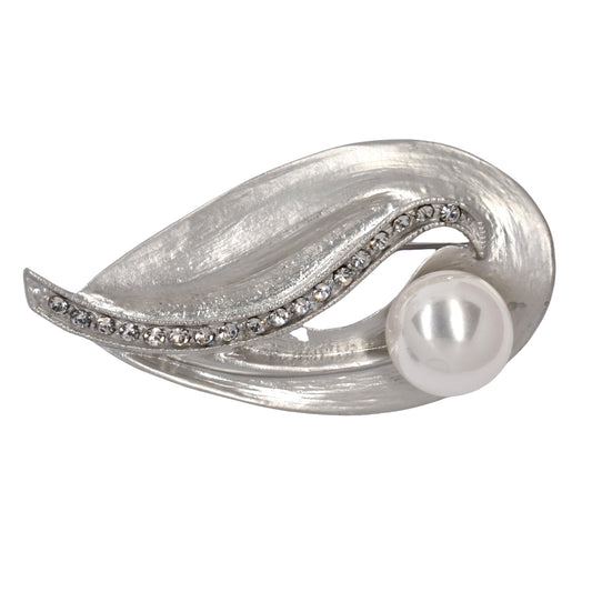 Fashion pearl and crystal shell shaped brooch