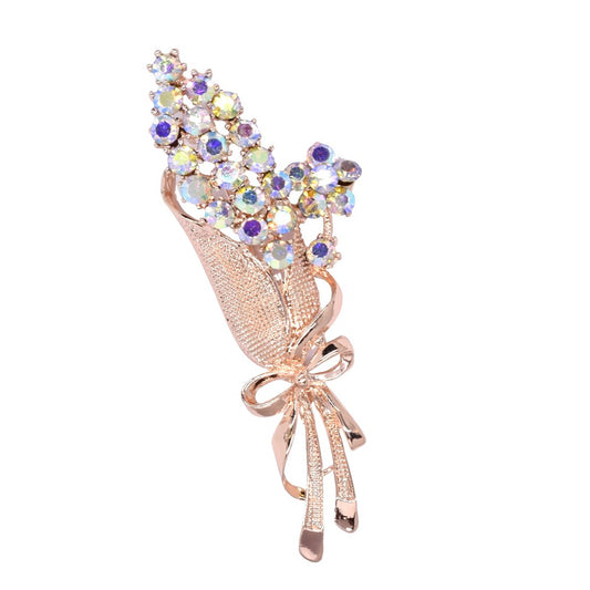 Fashion gold plated AB crystal bouquet brooch